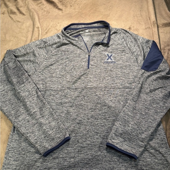 Xavier NCAA Grey and Blue Quarter-Zip Pullover - Picture 1 of 6